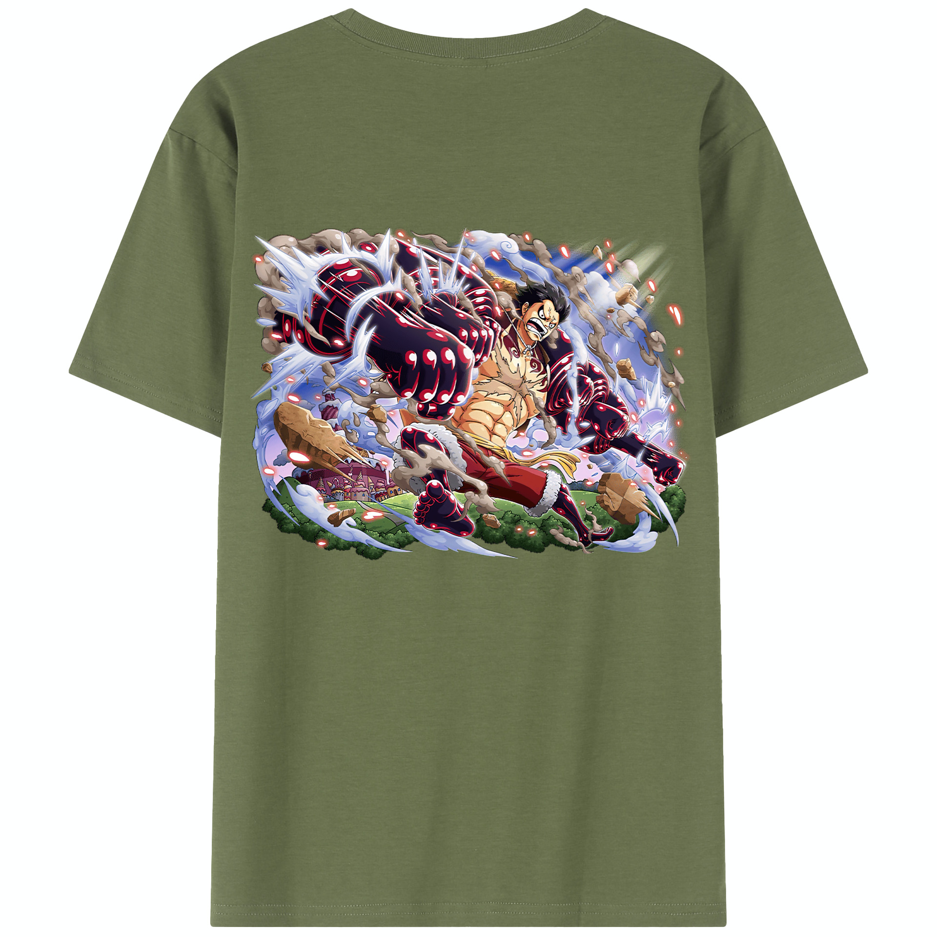 ワンピース モンキー・D・ルフィ ONE PIECE Monkey D. Luffy 綿100％半袖Tシャツ（背面プリント）